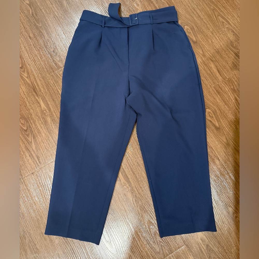 Ann Taylor Navy Wide Leg Belted Pants